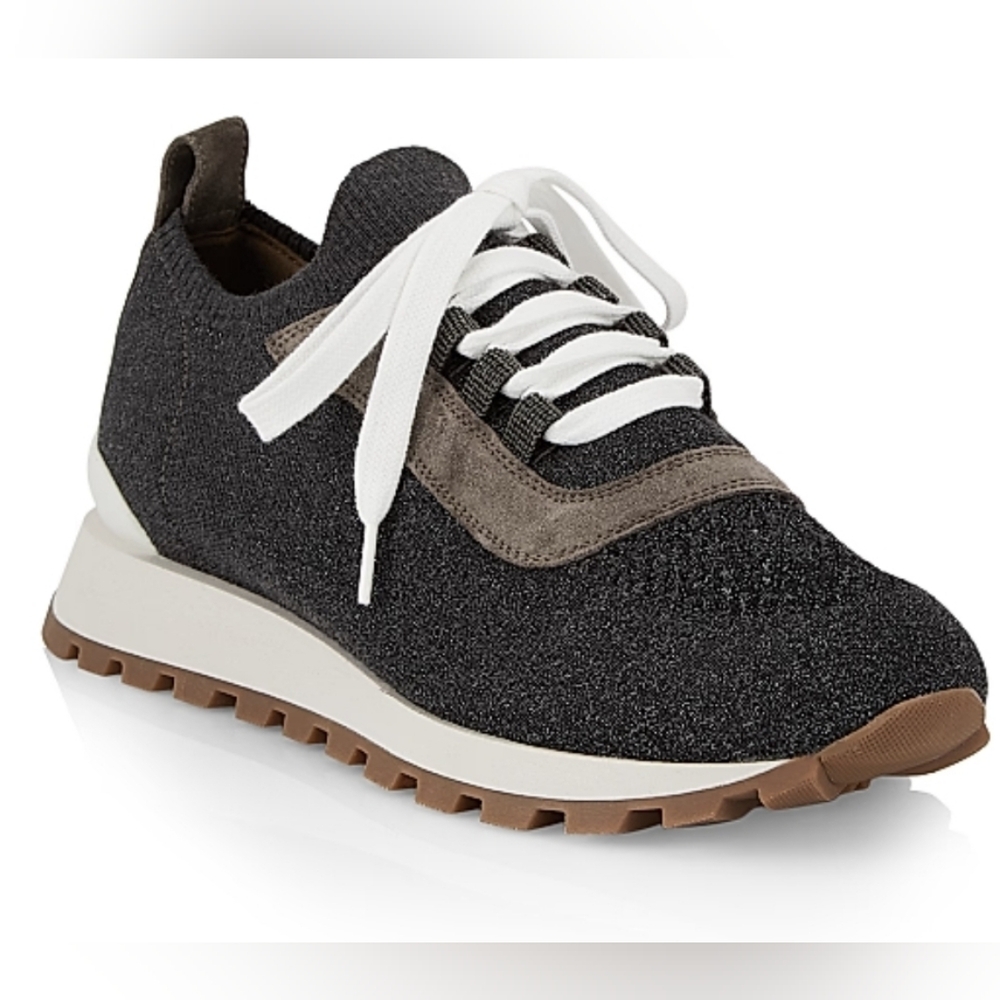 Brunello CucinelliMetallic Knit Runner Sneakers Sz 37.5 NWT